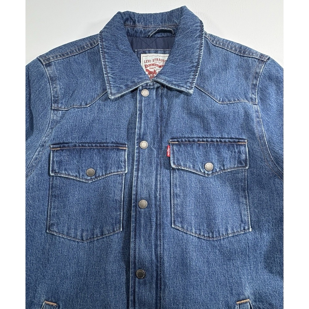 Levi's Strauss Quilted Lined Denim Trucker Jacket Men's Small Blue NWT $150